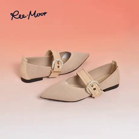 REEMOOR睿慕2024年春夏新款时尚尖头玛丽珍鞋一字带扣低跟单鞋女商品大图