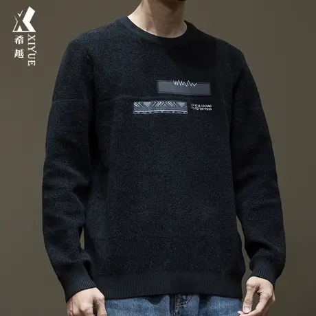 希越雪尼尔毛衣男2024冬季款12针大码宽松针织线衣男士圆领打底衫图片