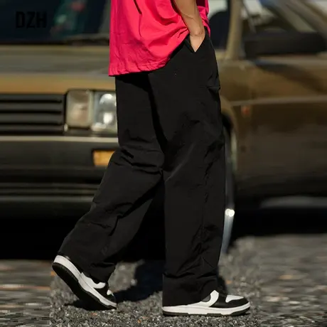 男生黑色休闲裤男直筒宽松2024年新款美式伐木裤春季裤子男款长裤商品大图