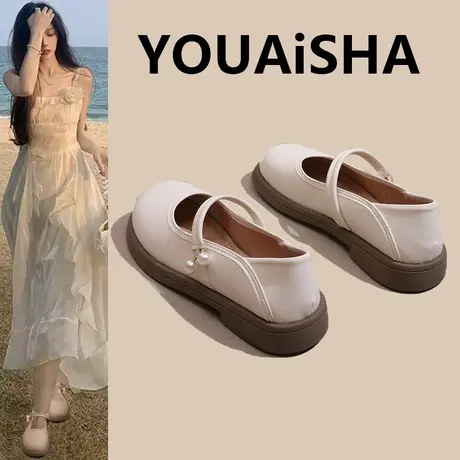 法式玛丽珍鞋女平底单鞋春季2024新款小白乐福鞋配裙子温柔小皮鞋商品大图