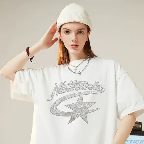 Nuthink美式高街宽松潮流西海岸五角星短袖T恤男潮牌大码男款上衣商品大图