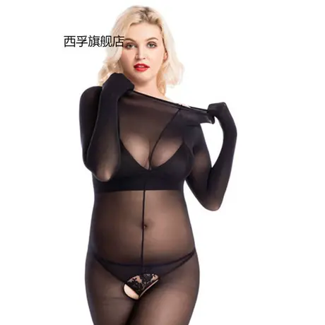 30D面膜连身丝袜女圆领性感透五指五趾连体衣男jj套情趣内衣商品大图