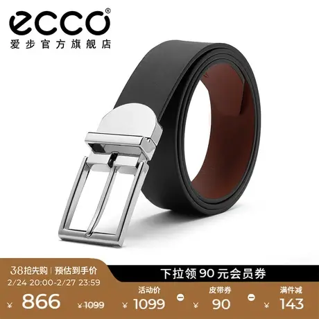 ECCO爱步商务百搭真皮腰带 银色金属扣男士皮带 9105892商品大图