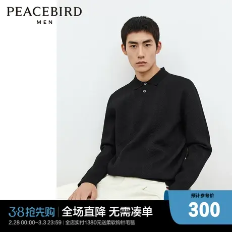 太平鸟男装 休闲毛衣冬季新款衬衫式毛衫肌理绞花毛衫品质毛衣男图片