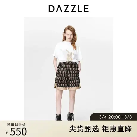 DAZZLE地素奥莱休闲短裤春夏装新款张占占联名yoyo兔宽松裤子女图片