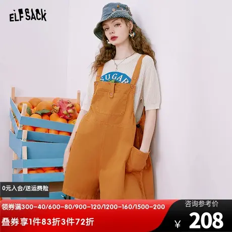 【商场同款】妖精的口袋牛仔背带裤女2023夏季新款短裤薄款休闲裤图片