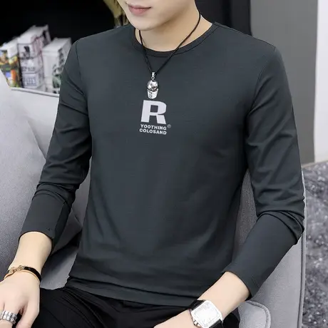 莫代尔秋季男士长袖t恤新款薄款衣服ins潮牌潮流男装体恤衫青少年商品大图