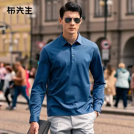 MrBu布先生亲肤桑蚕丝长袖t恤2023秋季新款商务翻领中年装BT12288商品大图