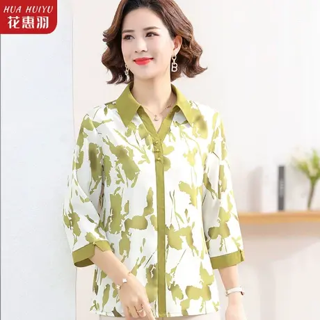 2023新款妈妈春装薄衬衫洋气高贵九分袖小衫中老年女装夏装上衣商品大图