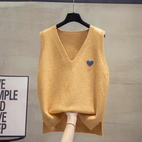 v领针织马甲背心女2023秋装新款宽松马夹外穿上衣外搭毛衣坎肩潮图片