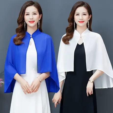 夏季复古立领配旗袍裙子防晒衣斗篷披肩女薄款宽松短款开衫外搭仙图片