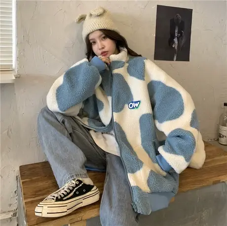 小香风外套女秋冬上衣宽松韩版羊羔毛小个子加绒加厚棒球服ins潮图片