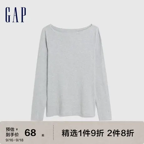 Gap女装秋季新款莫代尔一字领正肩长袖T恤540610运动休闲上衣图片