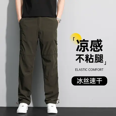 工装裤子男春秋款中老年大码冲锋休闲裤男款户外宽松直筒秋季长裤商品大图