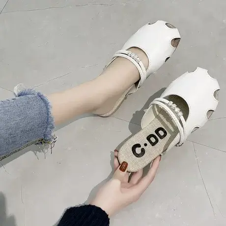 包头拖鞋女2023夏季新款韩版时尚平底洞洞鞋外穿休闲凉鞋两穿鞋子商品大图