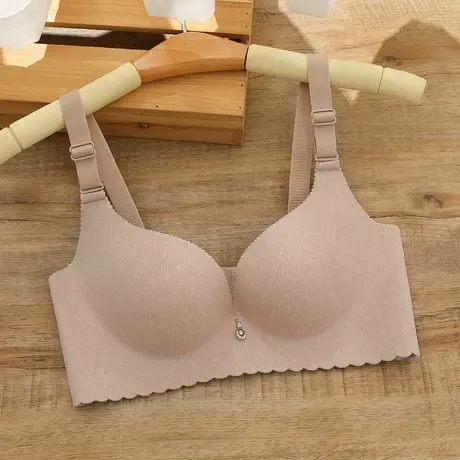 夏季小胸内衣女聚拢收副乳防下垂一片式无痕文胸无钢圈胸罩厚款黑商品大图