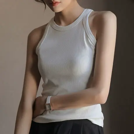背心女内搭带胸垫吊带文胸一体美背内衣夏季打底外穿白色针织上衣图片