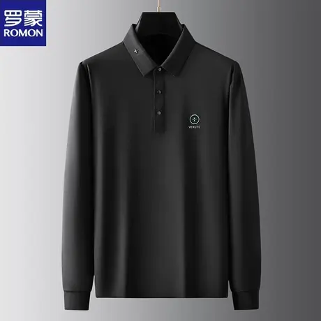 罗蒙冰丝无痕长袖t恤男春秋大码免烫抗皱商务休闲POLO衫加肥加大图片