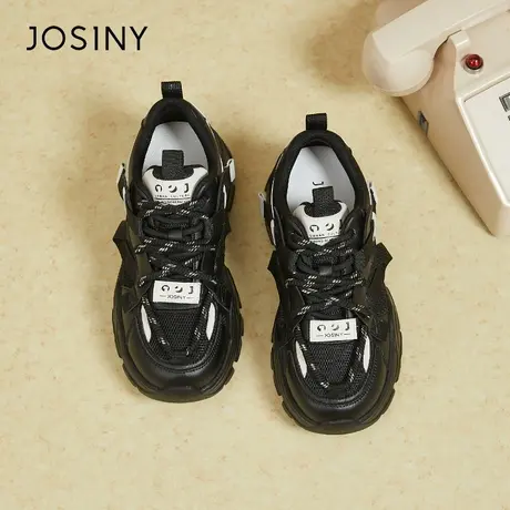 Josiny/卓诗尼厚底老爹鞋子女2024春季新款松糕鞋网面透气运动鞋商品大图