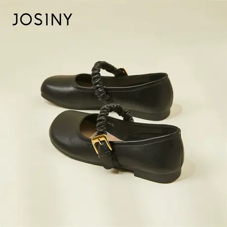 Josiny/卓诗尼小香风黑色厚底玛丽珍鞋女鞋2024新款春季低跟单鞋商品大图