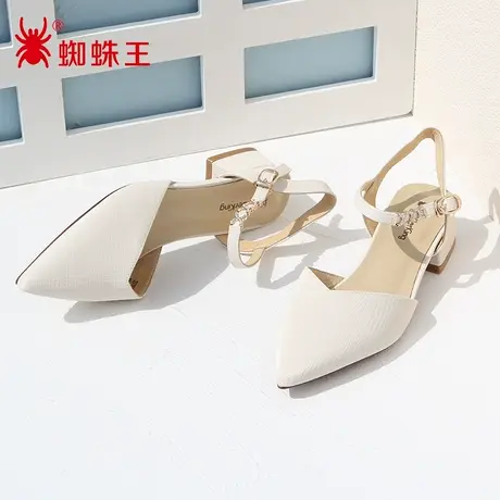 蜘蛛王断码清仓正品女鞋2022夏商场新款凉鞋女包头粗跟仙女风软底商品大图