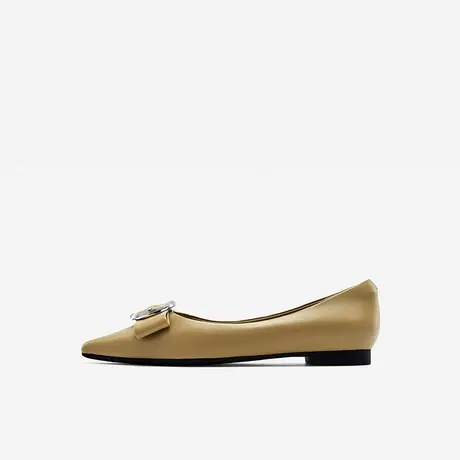 Nine West/玖熙2023年冬季新款低跟单鞋女尖头羊皮浅口通勤平底鞋图片