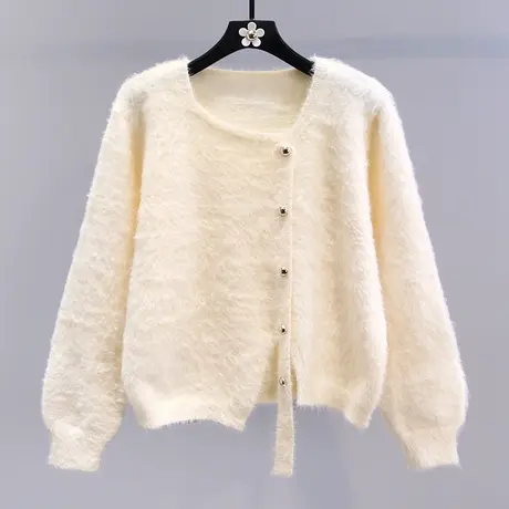 日系甜美不规则短款毛衣女秋冬2023新款设计感洋气套头针织衫上衣商品大图