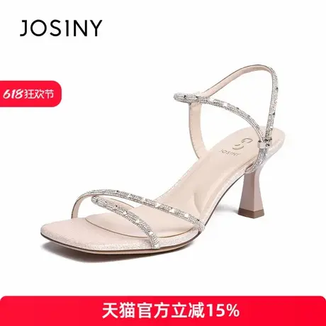 卓诗尼时装凉鞋女2025夏季新款交叉一字带气质细高跟凉鞋图片