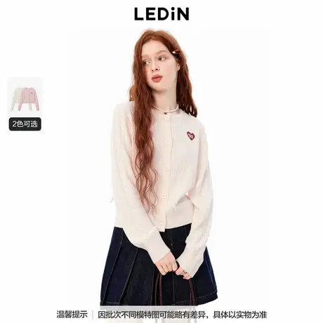 【商场同款】乐町砰砰心动圆领绞花线开衫秋新款C1EDE3401商品大图