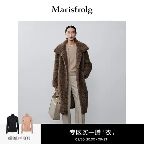 【艺术时装大衣】玛丝菲尔2023年秋冬新款颗粒绒羊毛长款皮草外套图片