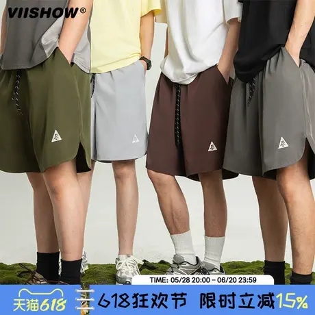 VIISHOW美式短裤男2025夏季宽松篮球潮牌刺绣户外中裤休闲五分裤商品大图