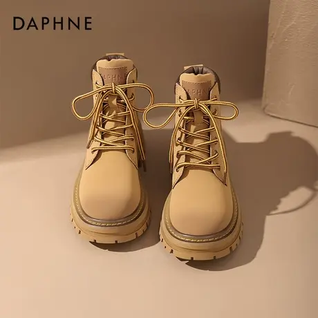 达芙妮马丁靴女2022款女鞋秋冬复古英伦风短靴厚底踢不烂大黄靴图片