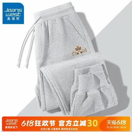 GV真维斯灰色卫裤男款秋季束脚男裤春秋款2024新款运动休闲裤男C图片