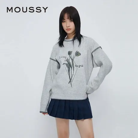 MOUSSY 春季新品复古田园风套头宽松圆领毛衣针织衫028HAZ70-1131商品大图