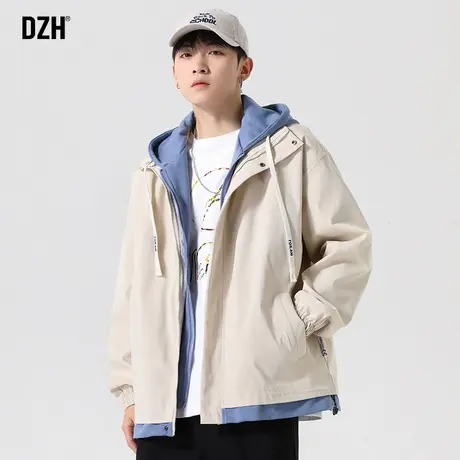 男士棒球服外套男连帽潮牌假两件夹克男装春秋款2023新款情侣帽衫商品大图