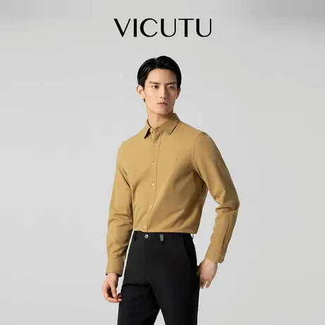 VICUTU/威可多男士长袖衬衫秋季新款柔软亲肤舒弹商务通勤衬衣图片