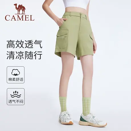 【Baby同款】骆驼女装工装短裤2025新款机能风宽松透气阔腿休闲裤图片