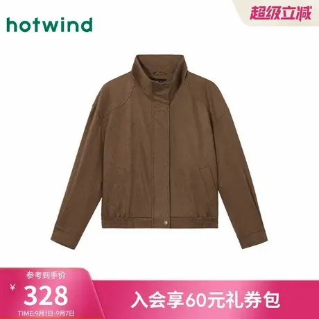 热风2025年秋季新款女士仿麂皮绒休闲外套商品大图