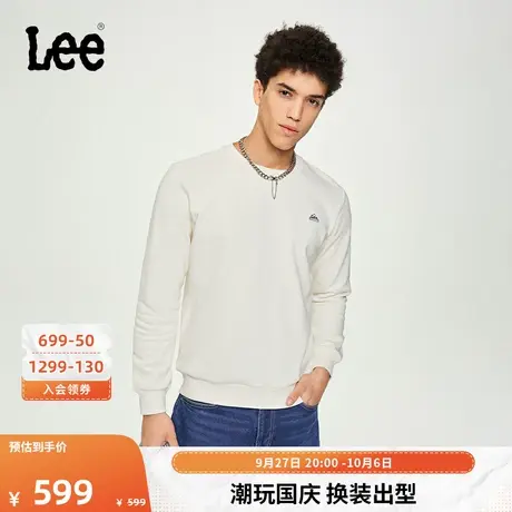 Lee商场同款23秋冬新品标准版圆领套头logo男长袖卫衣LMT00677520图片