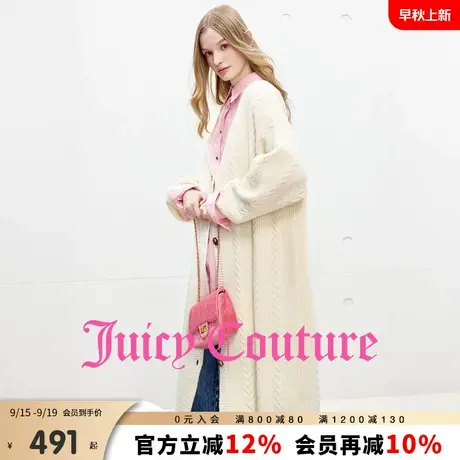 Juicy Couture橘滋外套女2025年秋季新款白色慵懒长款针织开衫商品大图