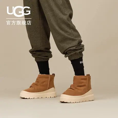 UGG秋季新款男女同款舒适保暖时尚褶皱设计休闲短筒雪地靴1173811商品大图