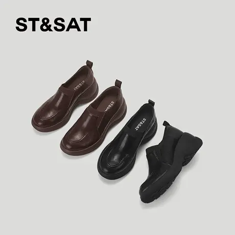 星期六乐福鞋女2026春季新款真皮巨舒适小个子不累脚厚底深口单鞋商品大图