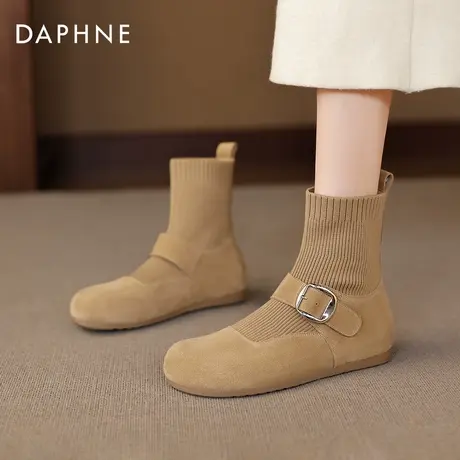达芙妮勃肯弹力袜靴女2025新款秋冬平底瘦瘦靴巨好看内增高短靴子商品大图
