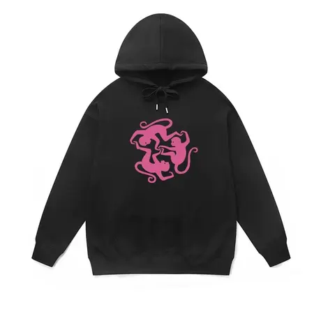 连帽卫衣ins风小众抽象休闲印花宽松大码外套秋冬款保暖情侣上衣图片