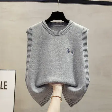 圆领针织马甲背心女2023秋装新款宽松外穿马甲叠穿短款毛衣坎肩潮商品大图