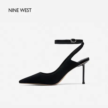 Nine West/玖熙超高跟凉鞋夏季新款交叉踝带包头后空法式女一字带商品大图