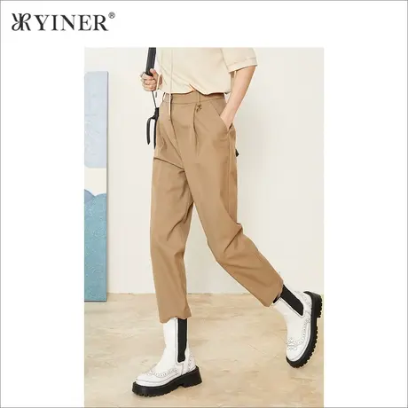 YINER音儿女装秋季羊毛九分直筒裤休闲裤商品大图