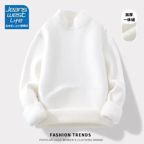 真维斯LIFE宽松毛衣女半高领秋冬季加厚加绒内搭女新款羊毛打底衫商品大图