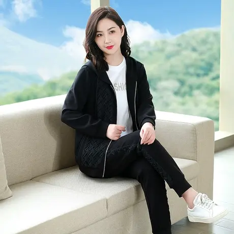 大码女装春秋新款胖mm高端轻奢开衫外套加肥加大胖妹妹显瘦套装图片