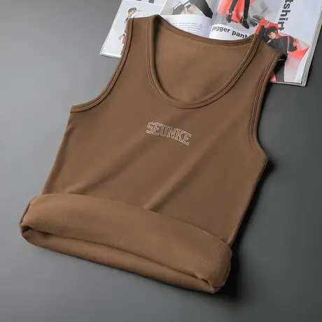 2024新款无袖背心男冬季加绒加厚运动篮球坎肩保暖吊带打底马甲商品大图